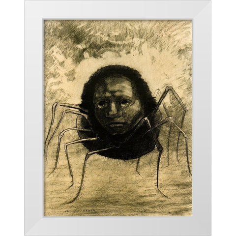 The Crying Spider White Modern Wood Framed Art Print by Redon, Odilon