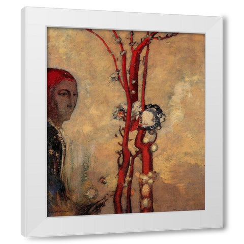 The Red Tree White Modern Wood Framed Art Print by Redon, Odilon