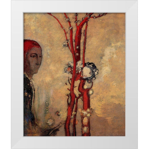 The Red Tree White Modern Wood Framed Art Print by Redon, Odilon