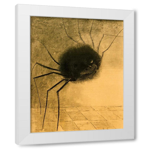 The Smiling Spider White Modern Wood Framed Art Print by Redon, Odilion