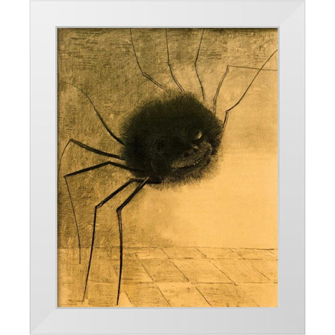 The Smiling Spider White Modern Wood Framed Art Print by Redon, Odilion