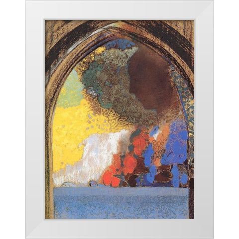 The Window White Modern Wood Framed Art Print by Redon, Odilon