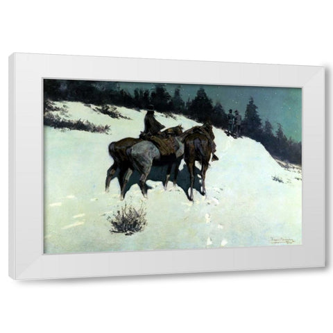 A Reconnaissance White Modern Wood Framed Art Print by Remington, Frederic