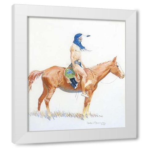 Cheyenne Buck White Modern Wood Framed Art Print by Remington, Frederic