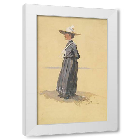 Eva White Modern Wood Framed Art Print by Remington, Frederic