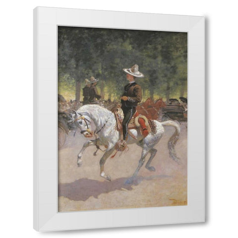 Gentleman Rider On The Paseo De La Reforma White Modern Wood Framed Art Print by Remington, Frederic