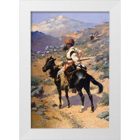 The Scout Friends Or Enemies 1889 White Modern Wood Framed Art Print by Remington, Frederic