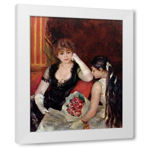 At The Concert White Modern Wood Framed Art Print by Renoir, Pierre-Auguste