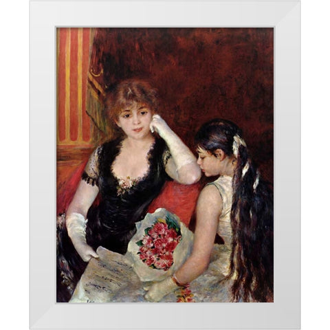 At The Concert White Modern Wood Framed Art Print by Renoir, Pierre-Auguste