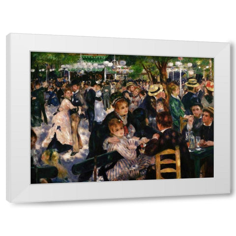 Bal Du Moulin De La Galette White Modern Wood Framed Art Print by Renoir, Pierre-Auguste