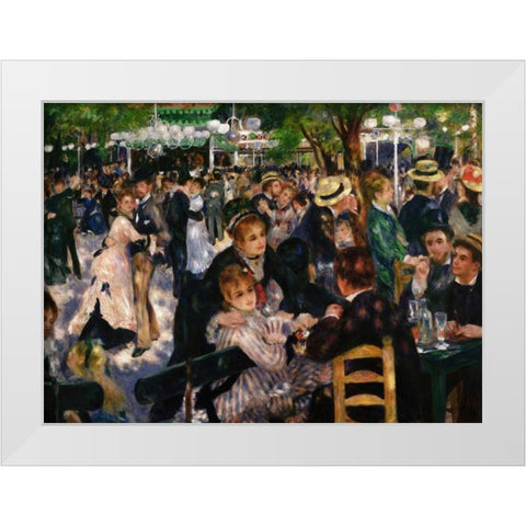 Bal Du Moulin De La Galette White Modern Wood Framed Art Print by Renoir, Pierre-Auguste