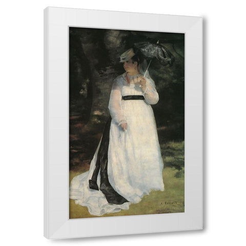 Lise With Parasol White Modern Wood Framed Art Print by Renoir, Pierre-Auguste