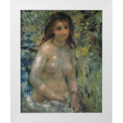 Nude In The Sunlight White Modern Wood Framed Art Print by Renoir, Pierre-Auguste