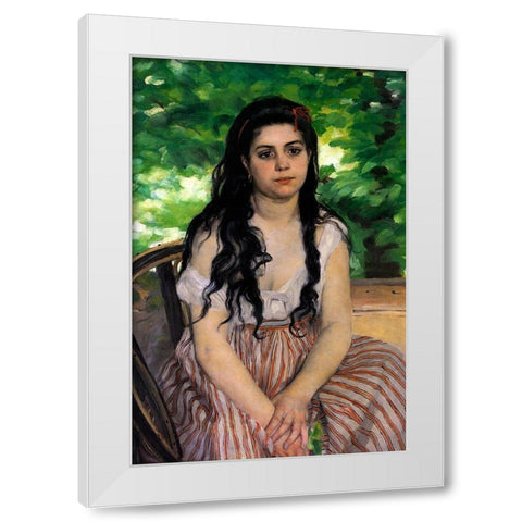 Summer White Modern Wood Framed Art Print by Renoir, Pierre-Auguste