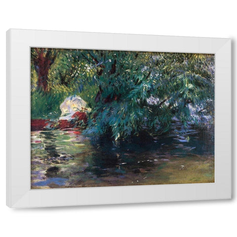 A Backwater Calcot Mill 1888 White Modern Wood Framed Art Print by Sargent, John Singer