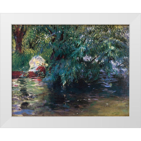 A Backwater Calcot Mill 1888 White Modern Wood Framed Art Print by Sargent, John Singer