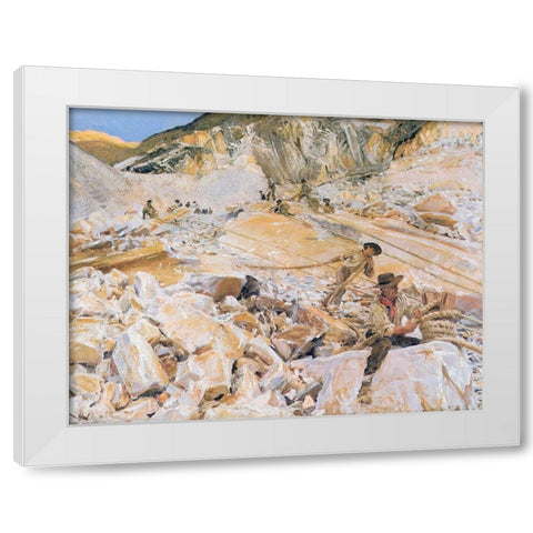 Bringing Down Marble from Quarries to Carrara White Modern Wood Framed Art Print by Sargent, John Singer