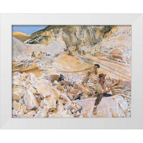 Bringing Down Marble from Quarries to Carrara White Modern Wood Framed Art Print by Sargent, John Singer