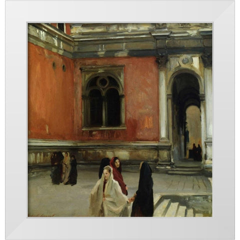 Campo behind the Scuola di San Rocco, 1882 White Modern Wood Framed Art Print by Sargent, John Singer