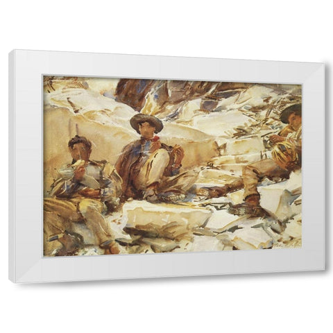 Carrara Workmen White Modern Wood Framed Art Print by Sargent, John Singer