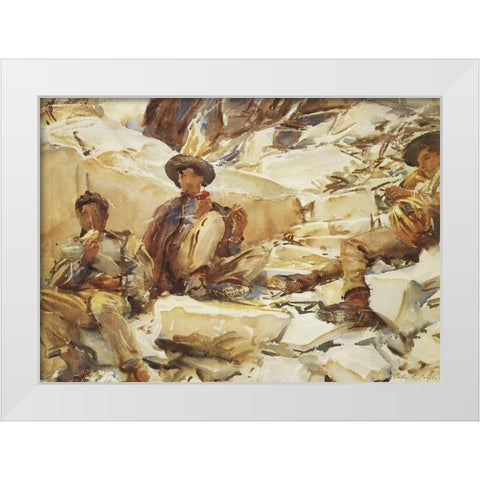 Carrara Workmen White Modern Wood Framed Art Print by Sargent, John Singer