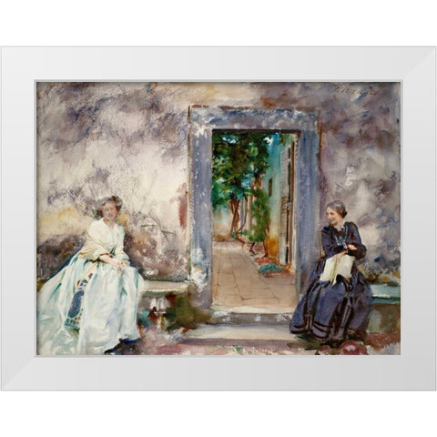 Doorway - the Garden Wall White Modern Wood Framed Art Print by Sargent, John Singer