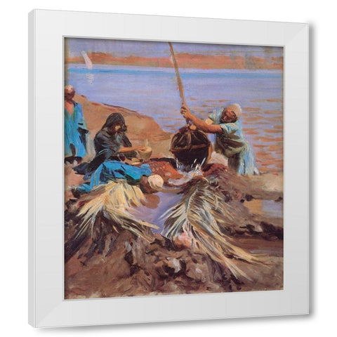 Egyptians Raising Water from Nile, 1890 White Modern Wood Framed Art Print by Sargent, John Singer
