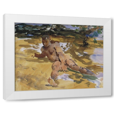 Figure on a Beach, Florida, 1917 White Modern Wood Framed Art Print by Sargent, John Singer