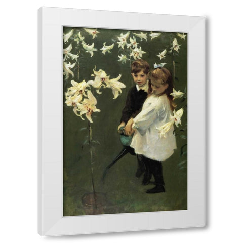 Garden Study of the Vickars Children 1884 White Modern Wood Framed Art Print by Sargent, John Singer