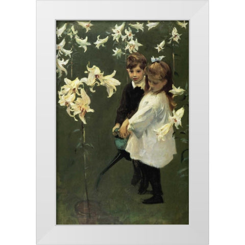 Garden Study of the Vickars Children 1884 White Modern Wood Framed Art Print by Sargent, John Singer