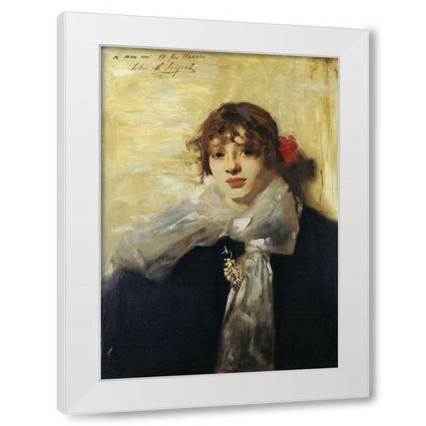 Head of a Young Woman 1880-82 White Modern Wood Framed Art Print by Sargent, John Singer