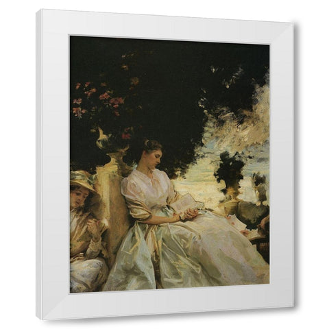 Jane de Glehn in Corfu White Modern Wood Framed Art Print by Sargent, John Singer