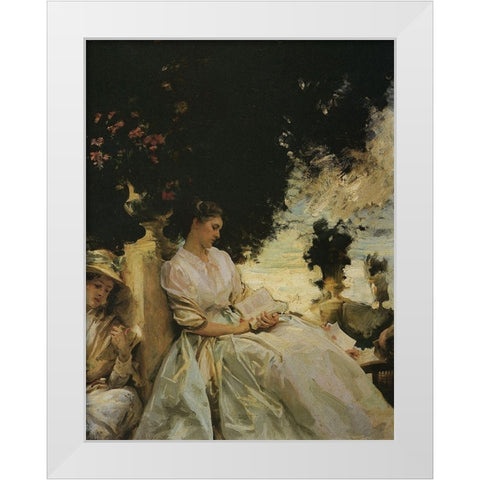 Jane de Glehn in Corfu White Modern Wood Framed Art Print by Sargent, John Singer