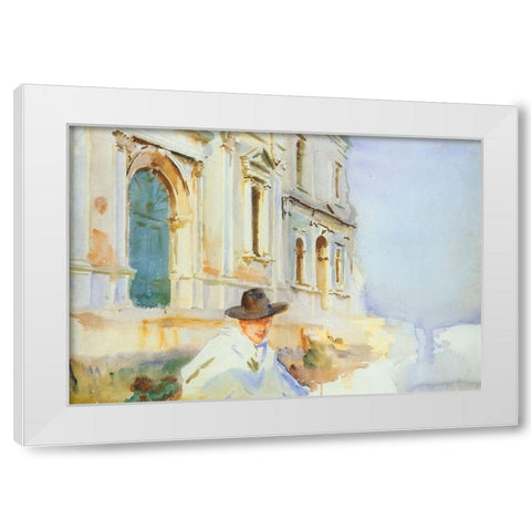 Man in a Gondola, Venice White Modern Wood Framed Art Print by Sargent, John Singer