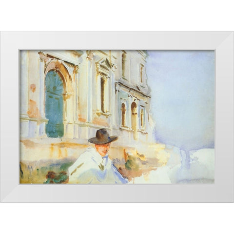 Man in a Gondola, Venice White Modern Wood Framed Art Print by Sargent, John Singer