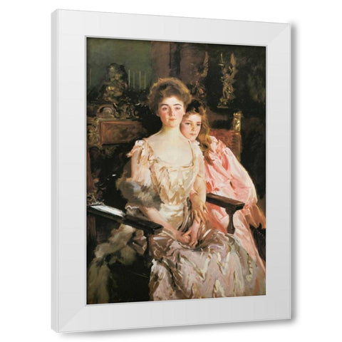 Mrs Fiske Warren and Daughter Rachel White Modern Wood Framed Art Print by Sargent, John Singer
