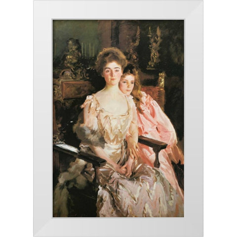 Mrs Fiske Warren and Daughter Rachel White Modern Wood Framed Art Print by Sargent, John Singer