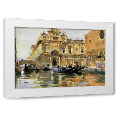 Rio dei Mendicanti, Venice, 1909-13 White Modern Wood Framed Art Print by Sargent, John Singer