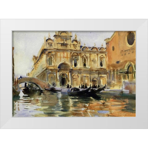 Rio dei Mendicanti, Venice, 1909-13 White Modern Wood Framed Art Print by Sargent, John Singer