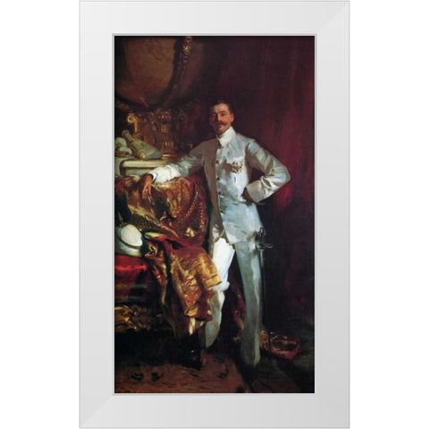 Sir Frank Swettenham White Modern Wood Framed Art Print by Sargent, John Singer