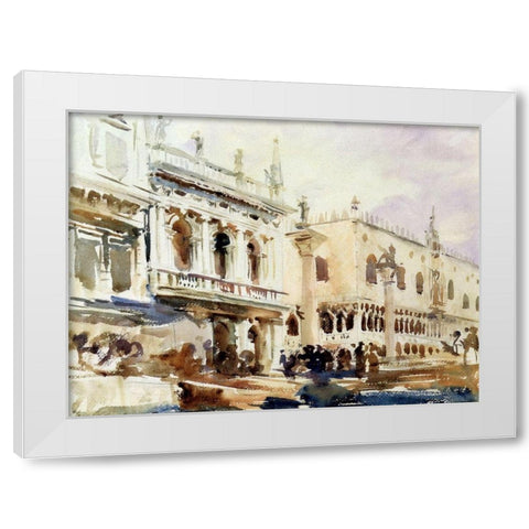 The Piazzetta and the Doges Palace White Modern Wood Framed Art Print by Sargent, John Singer