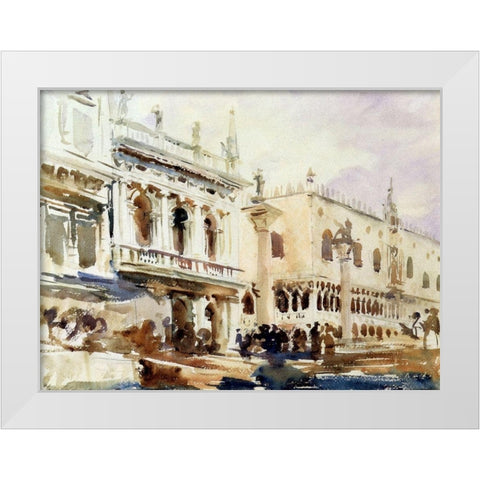 The Piazzetta and the Doges Palace White Modern Wood Framed Art Print by Sargent, John Singer