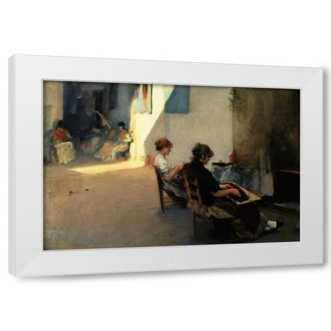 The Venetian Bead Stringers, c. 1880-82 White Modern Wood Framed Art Print by Sargent, John Singer