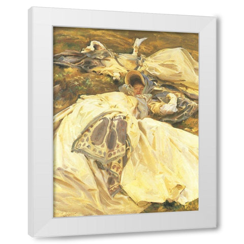 Two Girls in White Dresses White Modern Wood Framed Art Print by Sargent, John Singer