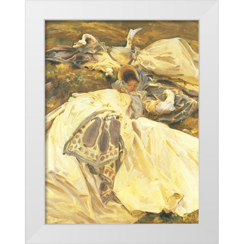 Two Girls in White Dresses White Modern Wood Framed Art Print by Sargent, John Singer