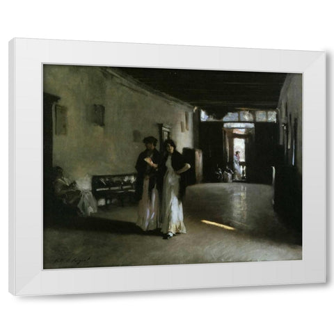 Venetian Interior, 1880 White Modern Wood Framed Art Print by Sargent, John Singer