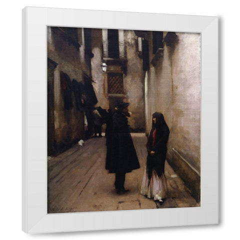 Venetian Street, 1880 White Modern Wood Framed Art Print by Sargent, John Singer
