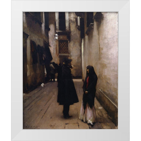 Venetian Street, 1880 White Modern Wood Framed Art Print by Sargent, John Singer