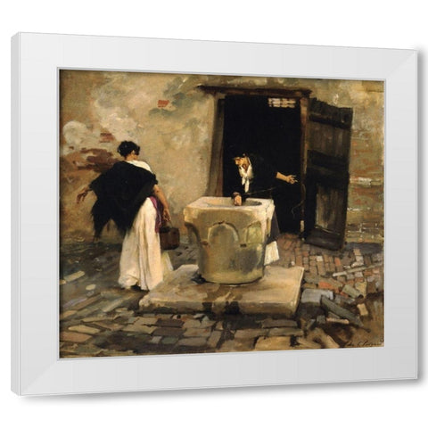 Venetian Water Carriers, ca. 1880-1882 White Modern Wood Framed Art Print by Sargent, John Singer