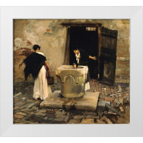 Venetian Water Carriers, ca. 1880-1882 White Modern Wood Framed Art Print by Sargent, John Singer